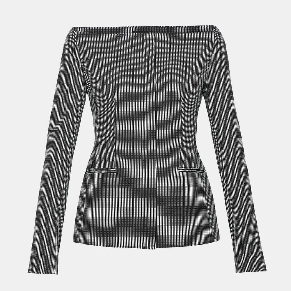 Theory off the shoulder Graphic Check Jacket, NWT